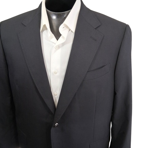 Moda Domani Other - Moda Domani Blazer Mens 44S Solid Black Classic Custom Ornate Crest Buttons